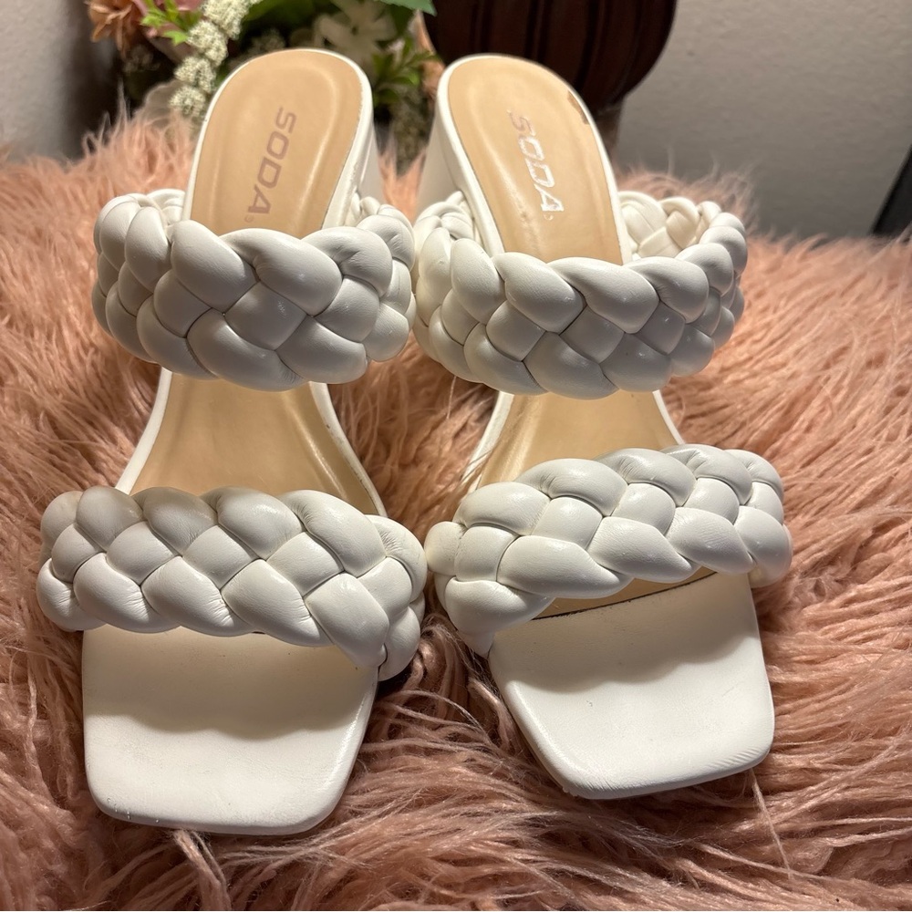 Soda White Braided Sandals Modern Minimalist Design